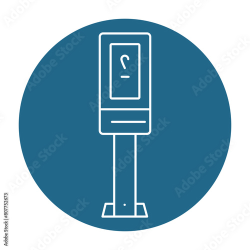 Ticket machine in black line icon. Self service machine