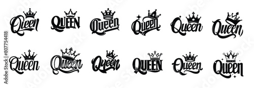 Queen word with crown