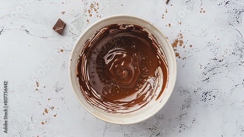 Melted chocolate in white bowl UHD wallpaper