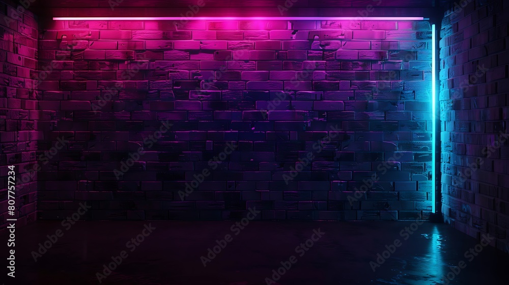 Vibrant purple brick wall. Purple urban city alley way. Busted brick wall. Background or wallpaper. Blank template for product display or lay out for advertising. Colorful purple 3d rendered brick Vibrant purple brick wall. Purple urban city alley way. Busted brick wall. Background or wallpaper. Blank template for product display or lay out for advertising. Colorful purple 3d rendered brick