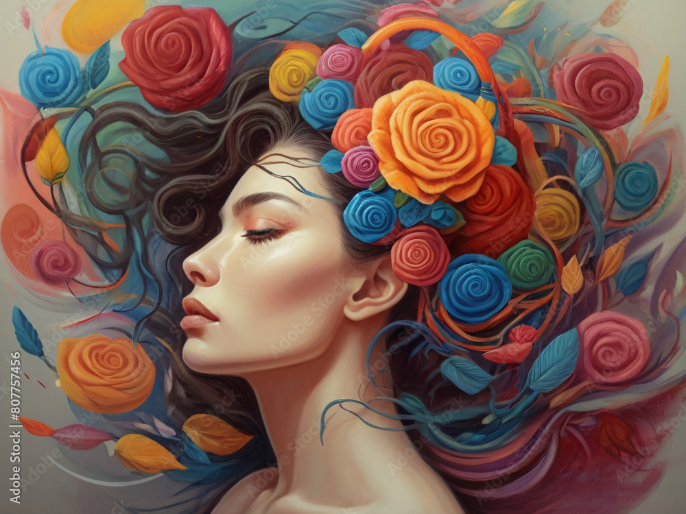 Magical Fantasy Character's Extravagant Headdress. Generative AI. Magical Fantasy Character's Extravagant Headdress. Generative AI.