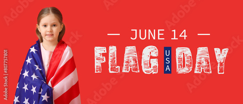 Little girl with USA flag o...