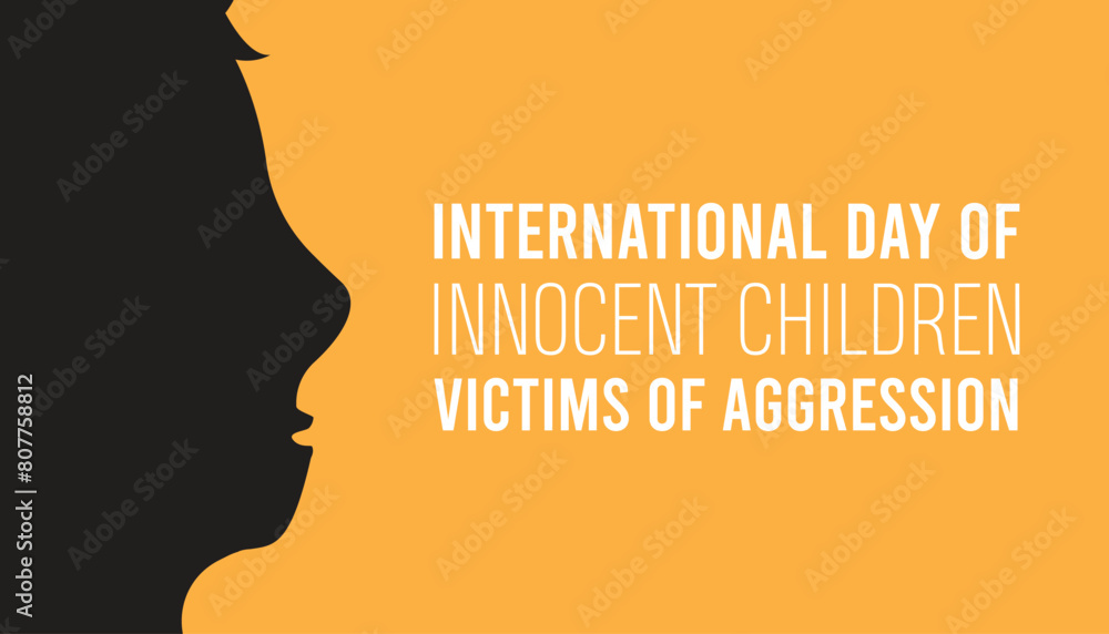 International Day Of Innocent Children Victims Of Aggression observed every year in June. Template for background, banner, card, poster with text inscription.