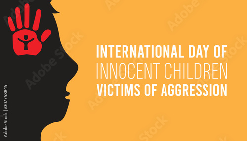 International Day Of Innocent Children Victims Of Aggression observed every year in June. Template for background, banner, card, poster with text inscription.