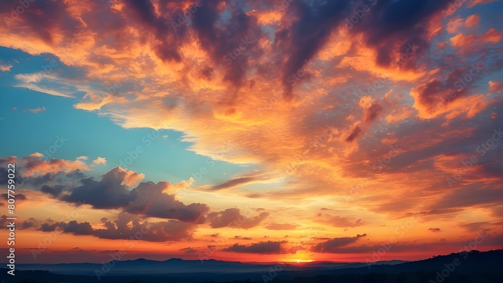 Gorgeous sky at sunset. backdrop of nature and the sky