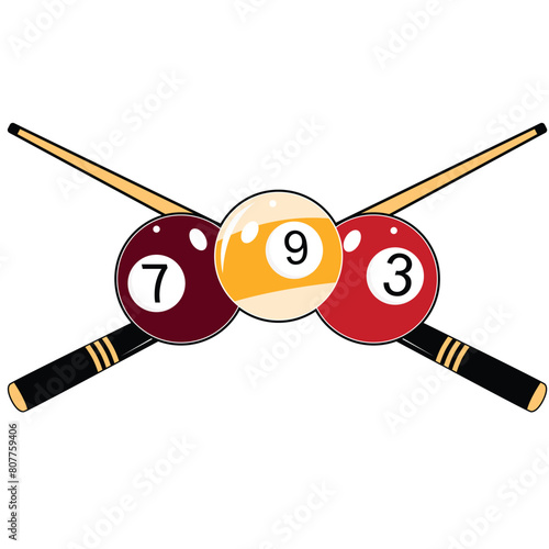 Billiard logo club with crossed cue stick. Cue sports
 icon logo	