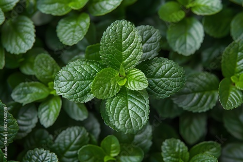 Vibrant Green Mint Leaves in Lush Herbal Garden