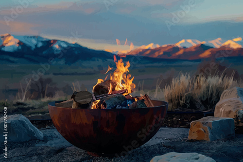 Wallpaper Mural fire in the garden in mountains Torontodigital.ca