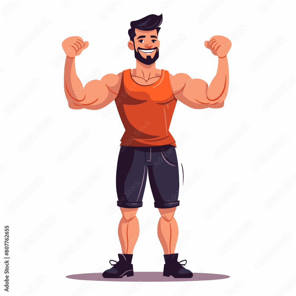 Front view fit man training cartoon Style vector illustration Front view fit man training cartoon Style vector illustration