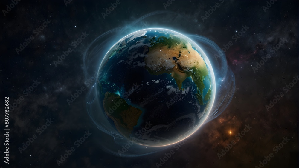 Fototapeta premium How the globe appears to space and rotates