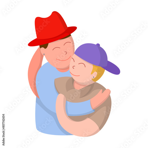 Vector illustration of gay couple on transparent background