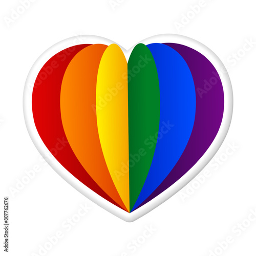 Vector illustration of LGBTQ heart in paper cut effect on transparent background