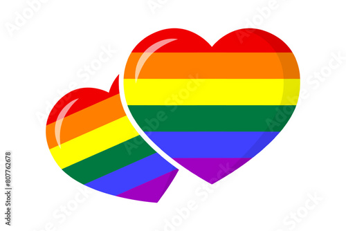 Vector illustration of LGBTQ hearts on transparent background