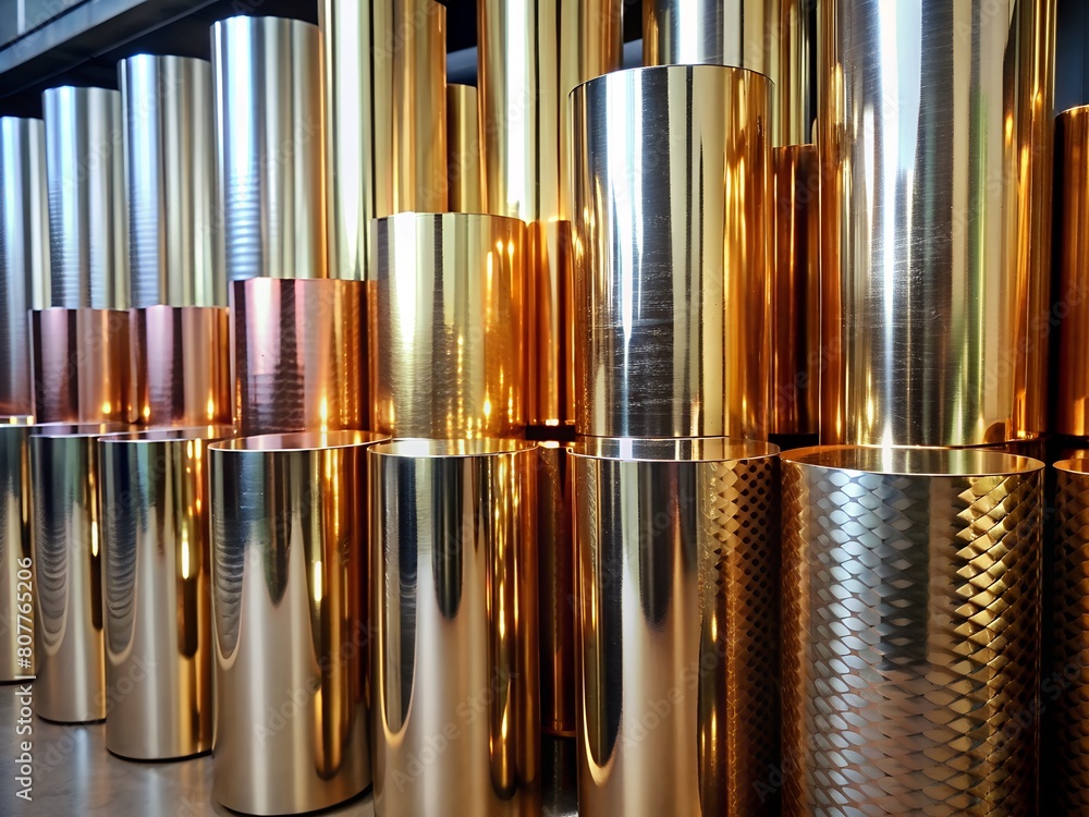 A row of metallic object A row of metallic object