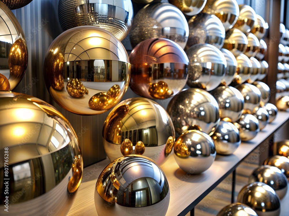A row of metallic object 