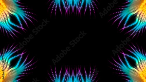 The blue-pink-orange frame on black BG with space for text. A Looping fractal animation.