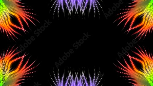 Colourful frame on black BG with space for text, digital looping video. The design fits festivals and celebrations.