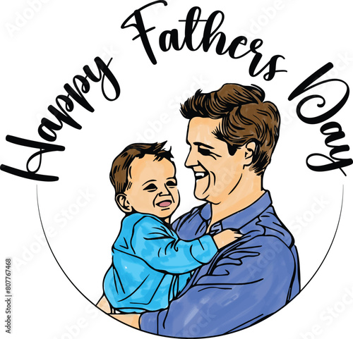 Fathers day watercolor illustration, best father ever, best dad t-shirt and card design.