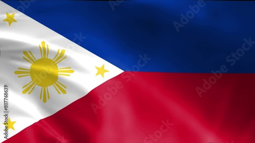 3D illustration of the national flag of the Philippines waving, seamless animated background photo