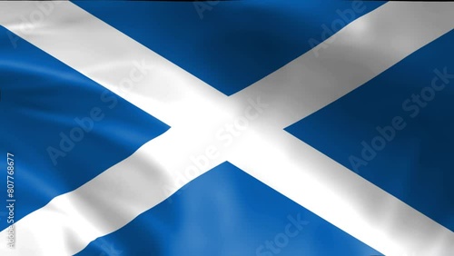 3D illustration of the national flag of Scotland waving, seamless animated background photo