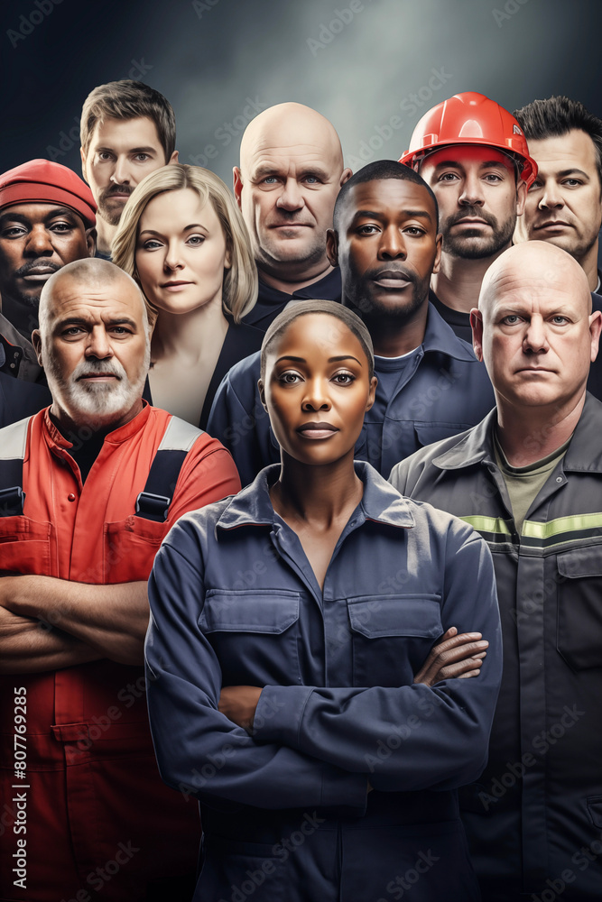 Obraz premium Labour day concept diverse group of workers.