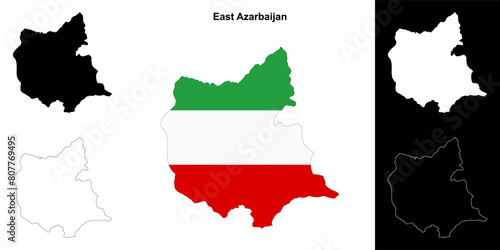 East Azarbaijan province outline map set photo