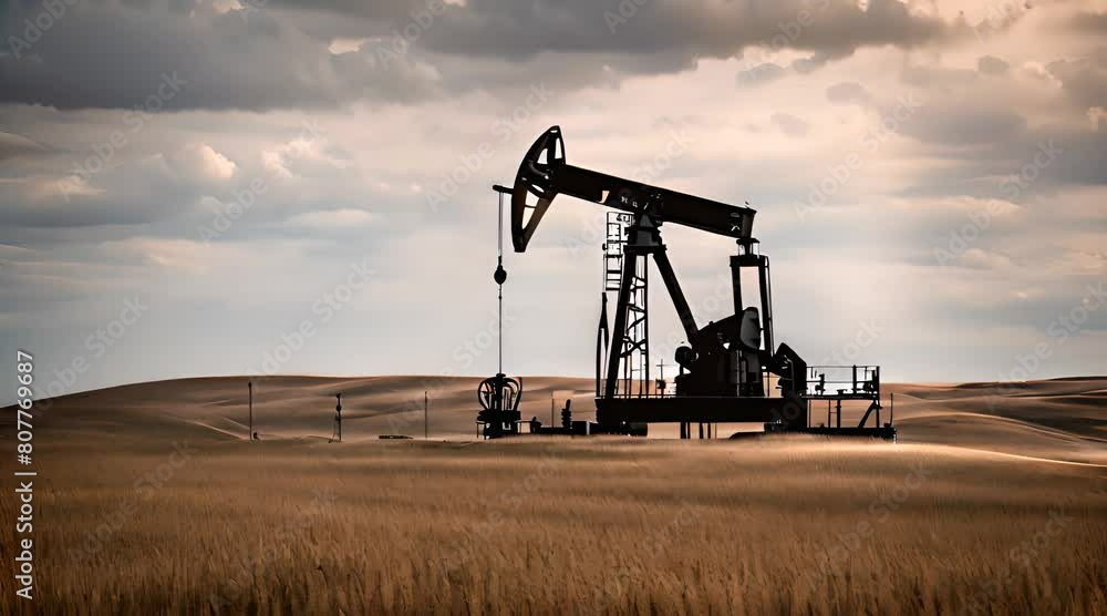 Efficient Energy Production: The Working Pumpjack on an Oil Rig Harnessing Natural Resources Efficient Energy Production: The Working Pumpjack on an Oil Rig Harnessing Natural Resources