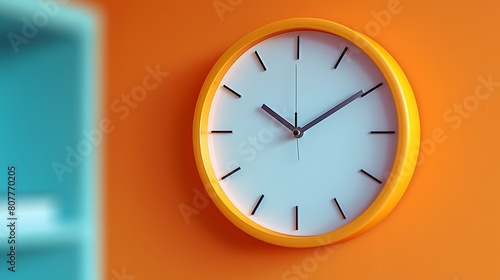 time winter summer concept school management space copy Close o'clock Ten background orange pastel trendy clock wall plain analogue Part autumn white agenda schedule opening hours operation minute