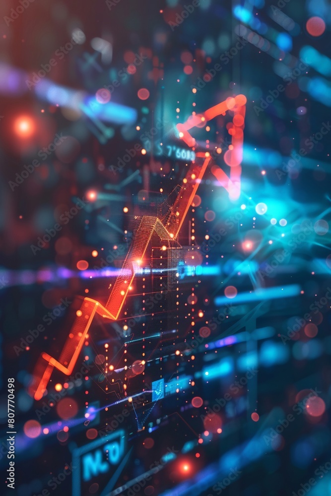 Growth arrow, Business and finance, Technology, futuristic background Growth arrow, Business and finance, Technology, futuristic background