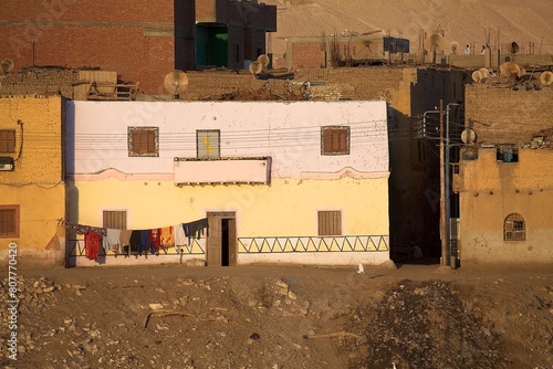 Traditional house along the Nile river between Luxor and Aswan, Egypt