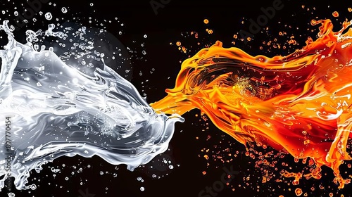 The image is a watercolor painting of two flames  one white and one orange