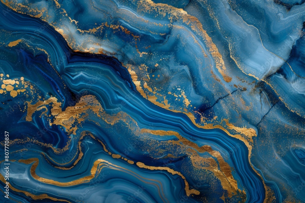 Abstract background, blue marble with gold glitter veins, fake stone texture, painted artificial marbled surface, fashion marbling illustration Abstract background, blue marble with gold glitter veins, fake stone texture, painted artificial marbled surface, fashion marbling illustration