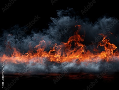 A black and white photo of a fire with smoke and flames
