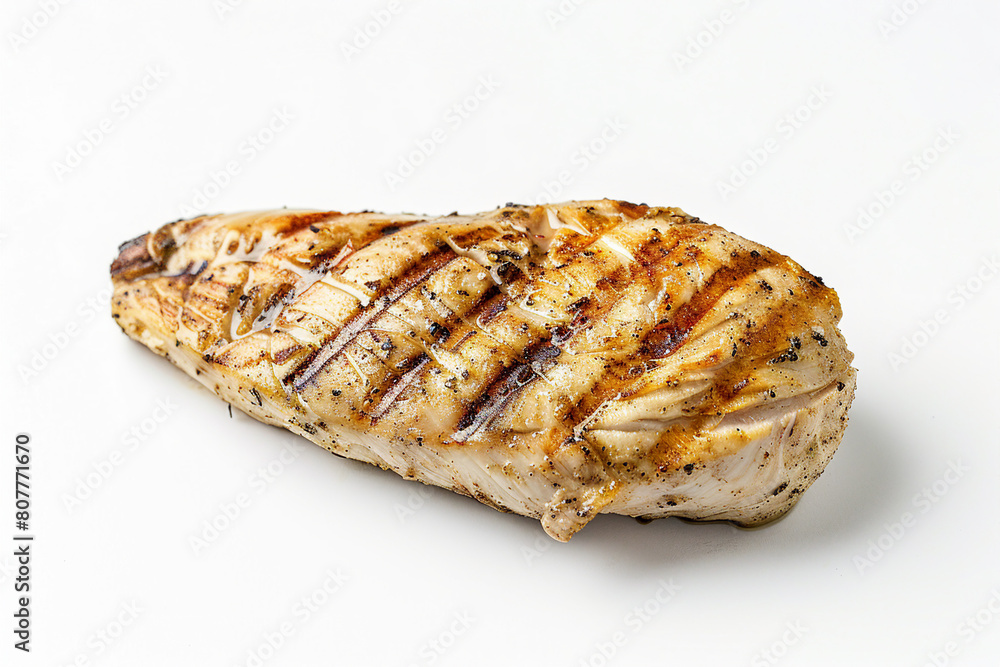 Image of tasty yummy roasted meat generated with ai isolated on white color background