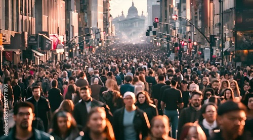 Urban Pulse: Mesmerizing Time Lapse of Dynamic Pedestrian Traffic in the City photo