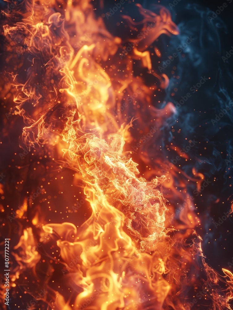A close up of a fire with smoke and sparks