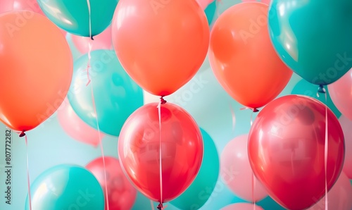 Colorful Celebration Balloons in Pink and Aqua  Generative AI
