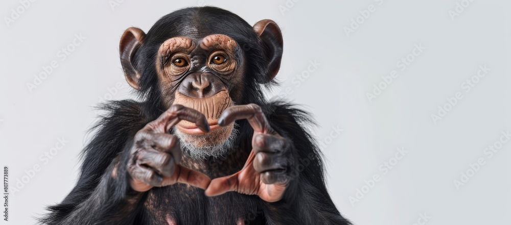 Fototapeta premium animal monkey heart with hands