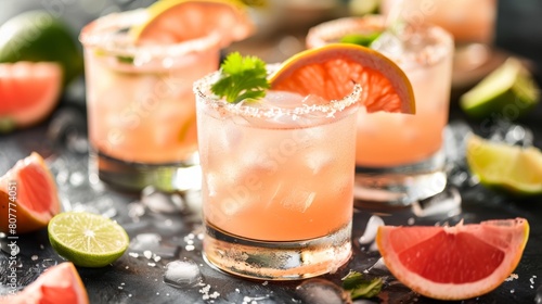 cocktail with ice . a paloma cocktail for a cinco de mayo celebration