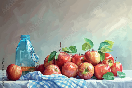 scenic still life of fruit, watercolor sketch