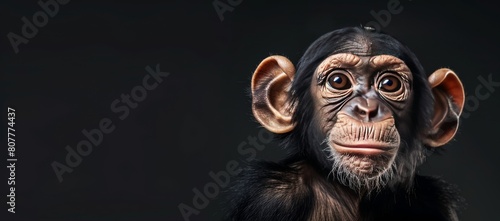 single portrait of a monkey black background © Андрей Трубицын