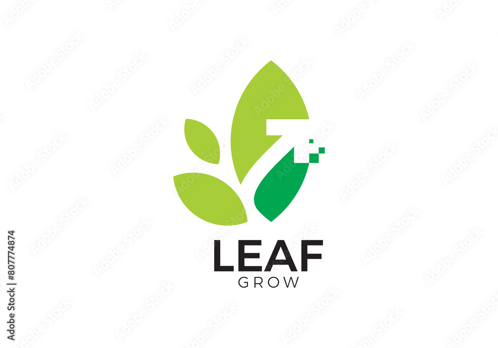 leaf with arrow logo. nature tech digital symbol icon design leaf with arrow logo. nature tech digital symbol icon design
