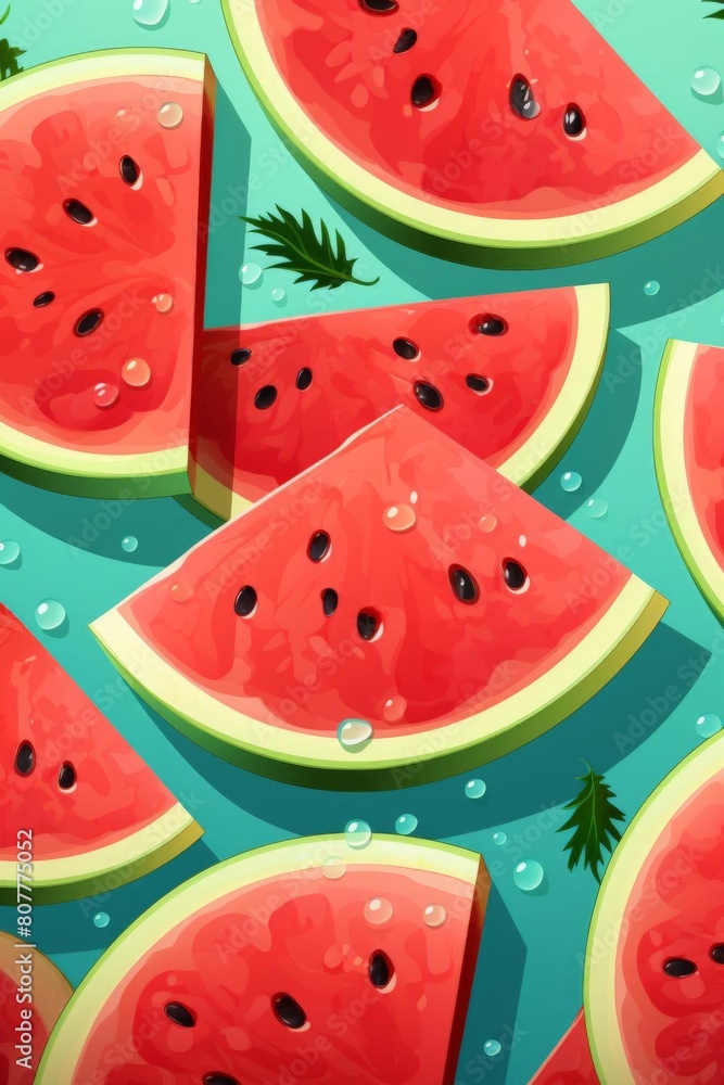 Attractive pattern of watermelon slices for the background Attractive pattern of watermelon slices for the background