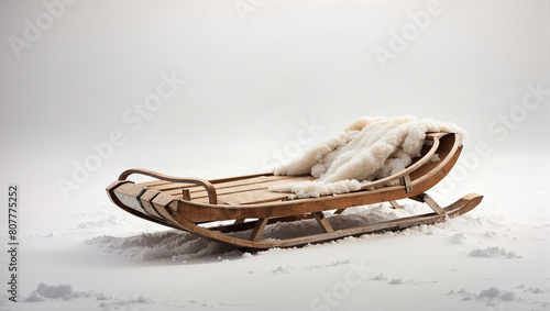 A snowmobile is sitting on a snowy mountain. photo