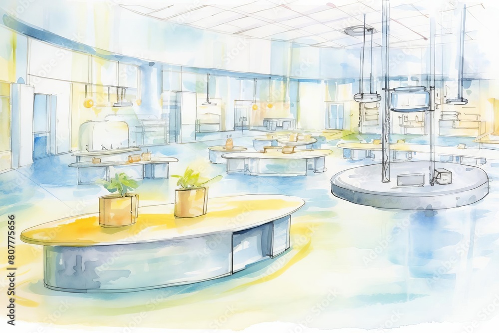 A nuclear research facility with a reactor core simulation room A nuclear research facility with a reactor core simulation room