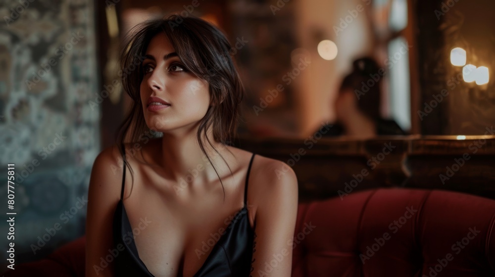 an attractive brunette woman, elegantly and sensually dressed an attractive brunette woman, elegantly and sensually dressed