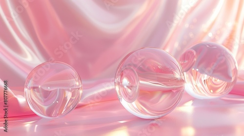 pink glass balls on pink background