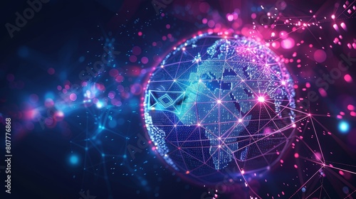 Wallpaper Mural Global Communication: A 3D vector illustration of a person sending an email on a digital globe Torontodigital.ca