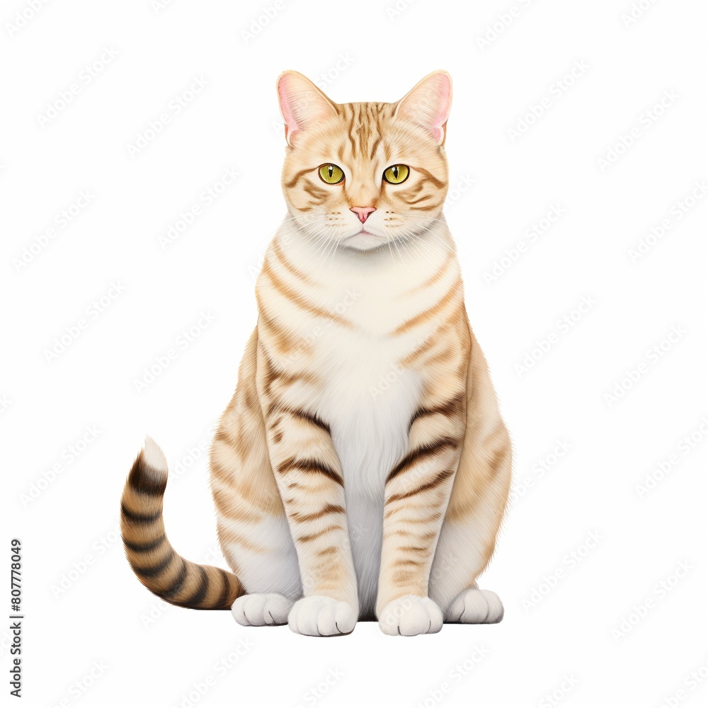 Obraz premium Elegant cat clipart sitting gracefully with its tail curled around its feet