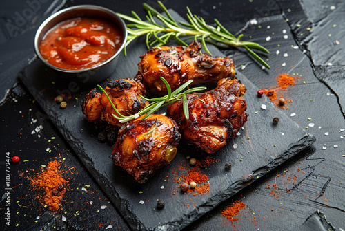 grilled chicken wings, broasted chicken		